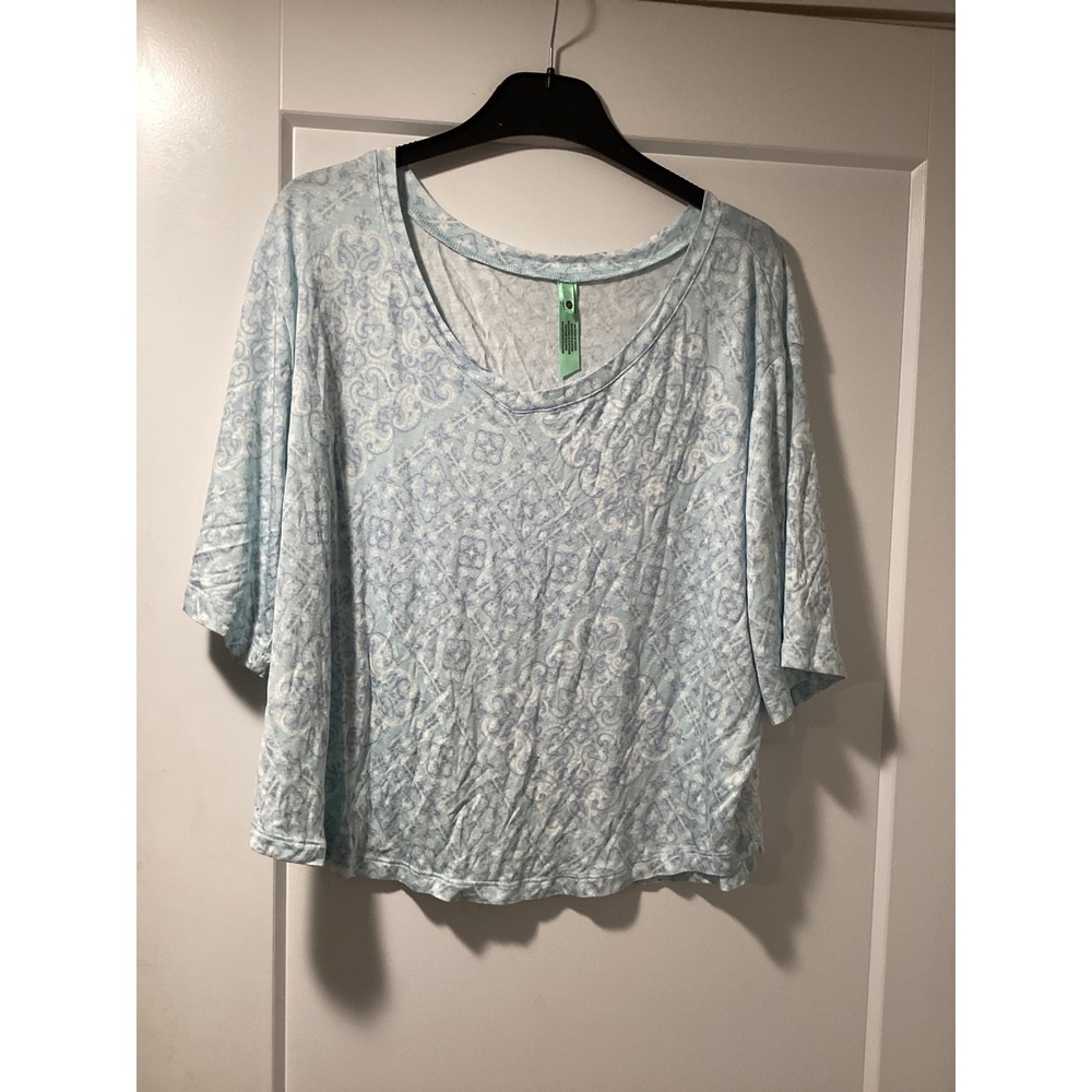 Honeydew Intimates Mint Bandana Paisley Pajama Top Sleep Shirt Large NWT